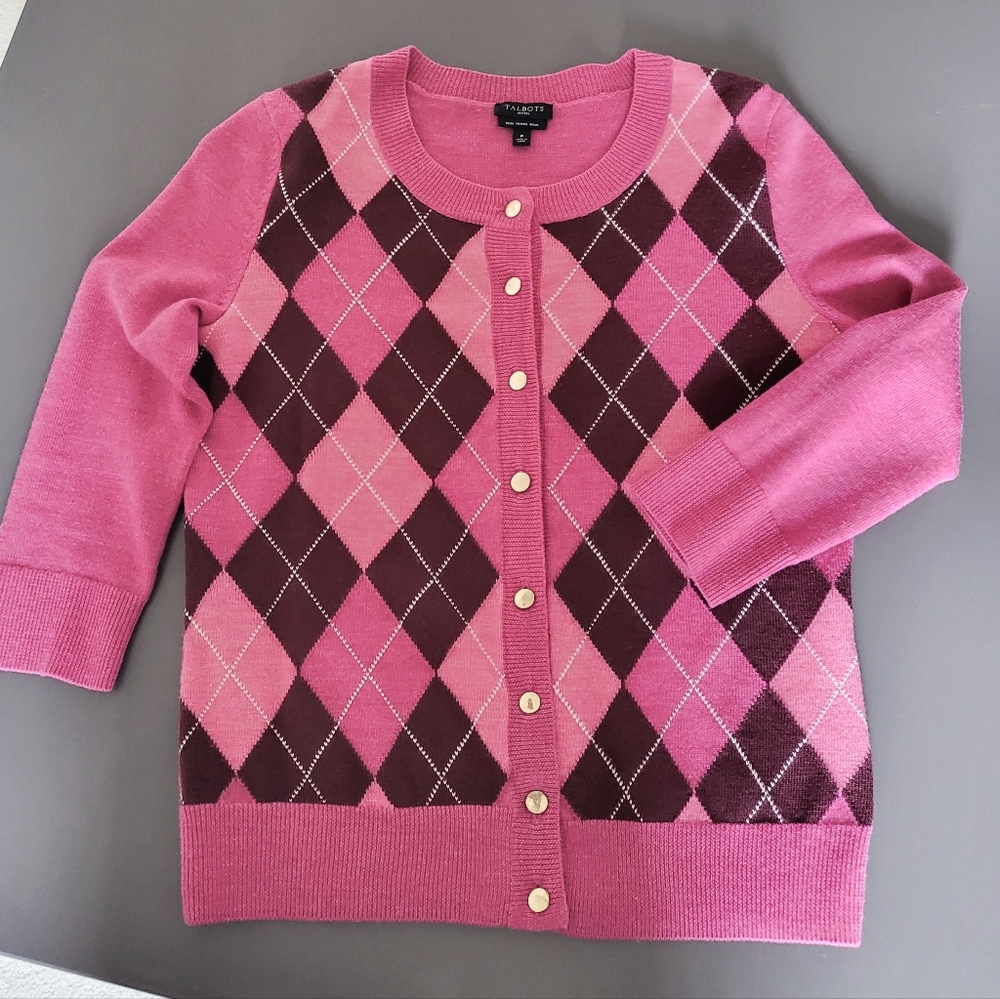 Talbots Merino Wool Cardigan Pink Size P
